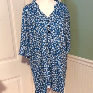 Hocosit XXL Short Sleeve Floral Tunic Top Shirt